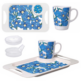 One Handled Mug Lid & Tray Bundle - Blue Floral