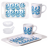 One Handled Mug Lid & Tray Bundle - Light Blue Floral