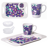 One Handled Mug Lid & Tray Bundle - Purple Floral