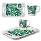 1 Handled Mug & Tray Set - Green Floral