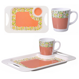 1 Handled Mug & Tray Set - Peach