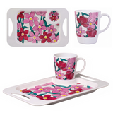 1 Handled Mug & Tray Set - Pink Floral