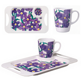 1 Handled Mug & Tray Set - Purple Floral
