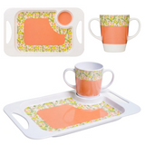 Two Handled Mug & Tray Set - Peach