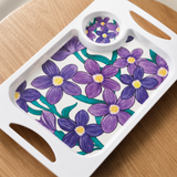 1 Handled Mug & Tray Set - Purple Floral