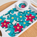 Handled Mug & Tray Set - Teal Cerise Floral