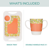 Two Handled Mug & Tray Set - Peach