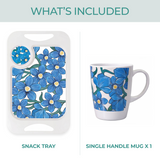 1 Handled Mug & Tray Set - Blue Floral