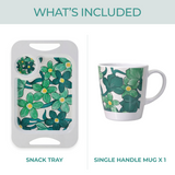 1 Handled Mug & Tray Set - Green Floral