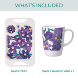 1 Handled Mug & Tray Set - Purple Floral