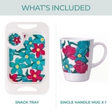 Handled Mug & Tray Set - Teal Cerise Floral