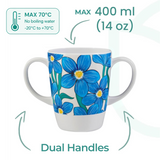 Two Handled Mug & Tray Set - Blue Floral