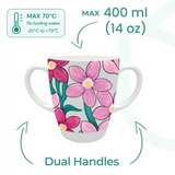 Two Handled Mug & Tray Set - Pink Floral