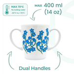 Two Handled Mug & Tray Set - Light Blue Floral