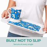 Two Handled Mug & Tray Set - Blue Floral