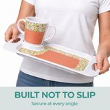 Two Handled Mug & Tray Set - Peach