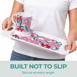 Two Handled Mug & Tray Set - Pink Floral