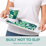 1 Handled Mug & Tray Set - Green Floral