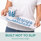 1 Handled Mug & Tray Set - Light Blue Floral