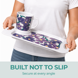 1 Handled Mug & Tray Set - Purple Floral