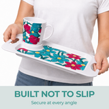 Handled Mug & Tray Set - Teal Cerise Floral