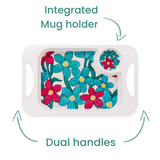 Handled Mug & Tray Set - Teal Cerise Floral