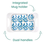 Two Handled Mug & Tray Set - Light Blue Floral