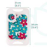 Handled Mug & Tray Set - Teal Cerise Floral