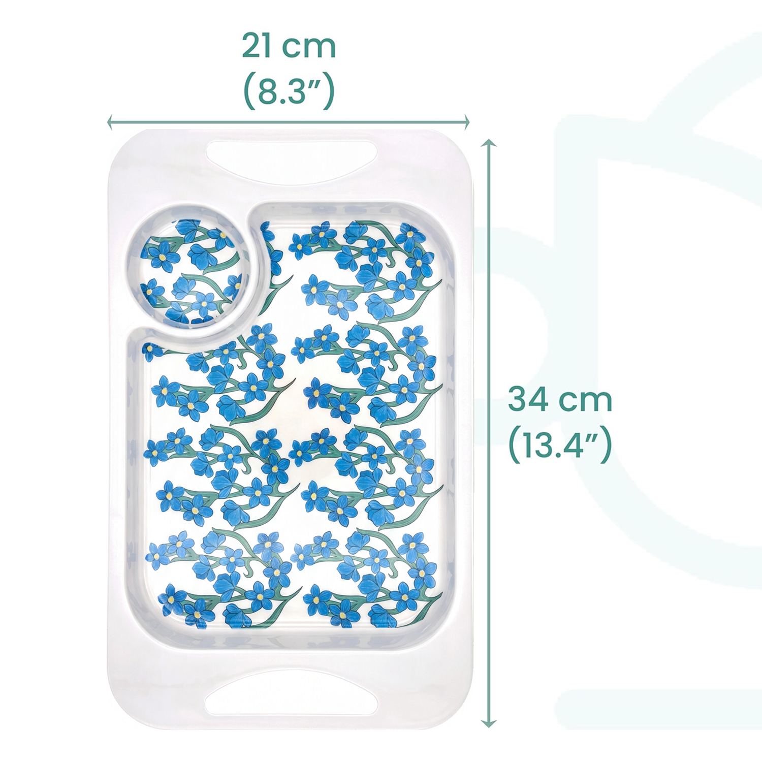 Two Handled Mug & Tray Set - Light Blue Floral