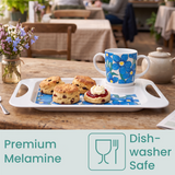 Two Handled Mug & Tray Set - Blue Floral