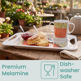 Two Handled Mug & Tray Set - Peach