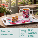 Two Handled Mug & Tray Set - Pink Floral