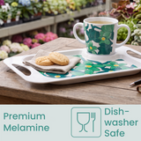 Two Handled Mug & Tray Set - Green Floral