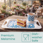 Two Handled Mug & Tray Set - Light Blue Floral