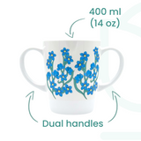 Two Handled Mug - Light Blue Floral