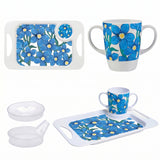 Mug, Lid & Tray Bundle - Blue Floral