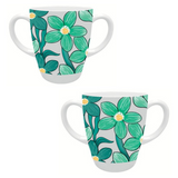 Two Handled Mug - Green Floral - Pack of 2