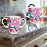 Two Handled Mug - Pink Floral - Pack of 2