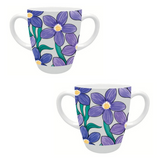 Two Handled Mug - Purple Floral - Pack of 2