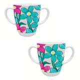 Two Handled Mug - Teal Cerise Floral - Pack of 2