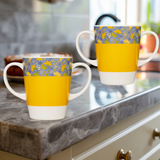 Two Handled Mug - Yellow - Pack of 2