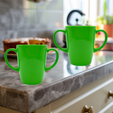 Two Handled Mug - Green - Pack of 2