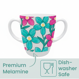 Two Handled Mug - Teal Cerise Floral