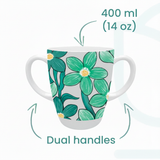 Two Handled Mug - Green Floral