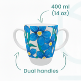 Two Handled Mug - Blue Floral - Pack of 2