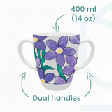 Two Handled Mug - Purple Floral