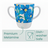 Two Handled Mug - Blue Floral - Pack of 2
