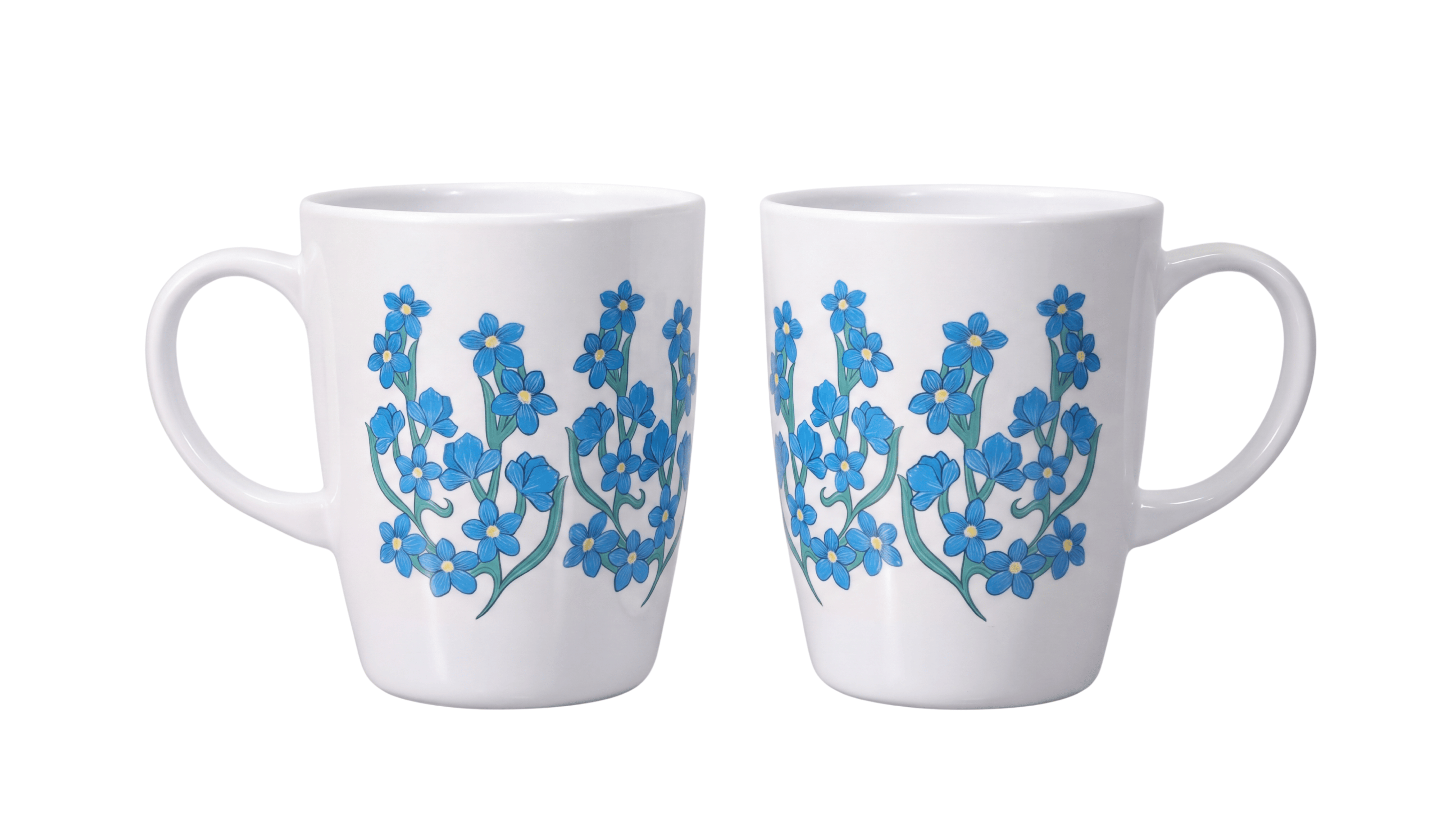 One Handled Mug - Light Blue Floral - Pack of 2