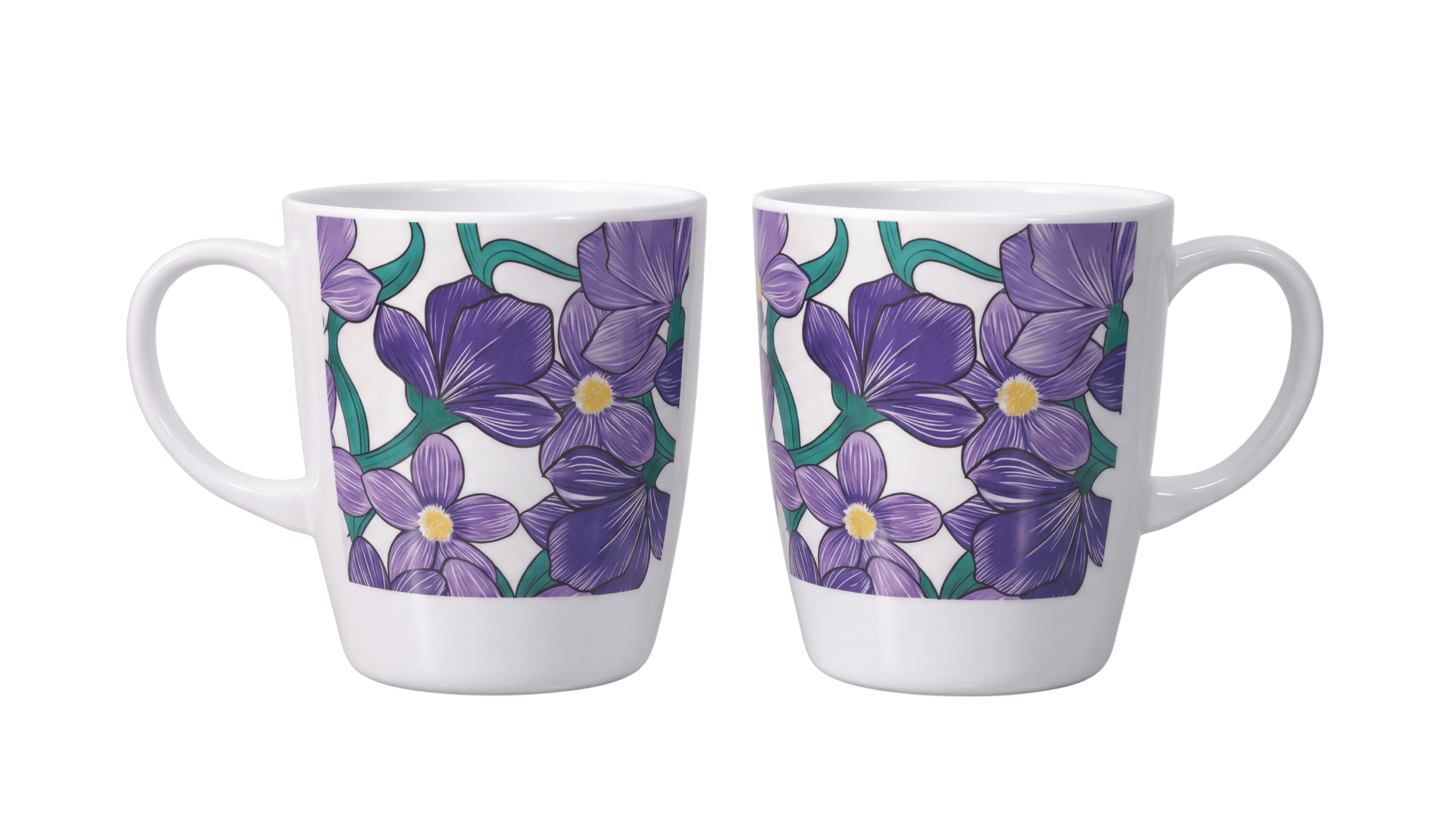 One Handled Mug - Purple Floral - Pack of 2