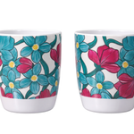 One Handled Mug - Teal Cerise Floral - Pack of 2